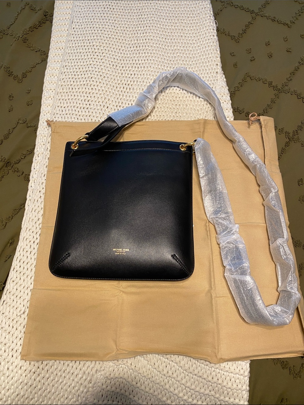 Michael Kors Collection Black Tate Small Crossbody Tote with Gold Hardware